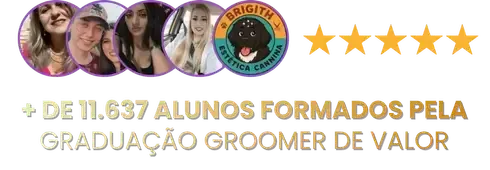 Fotos, avaliações e quantidade de alunos formados pela Graduação Groomer de Valor